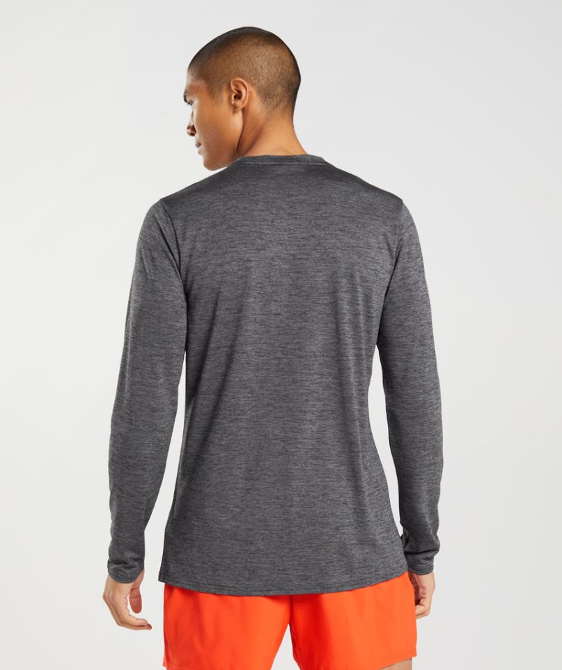 Men's Gymshark Arrival Long Sleeve T-Shirts Dark Grey | NZ 6CGXTK